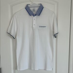Zara White Polo Shirt with Blue Accents